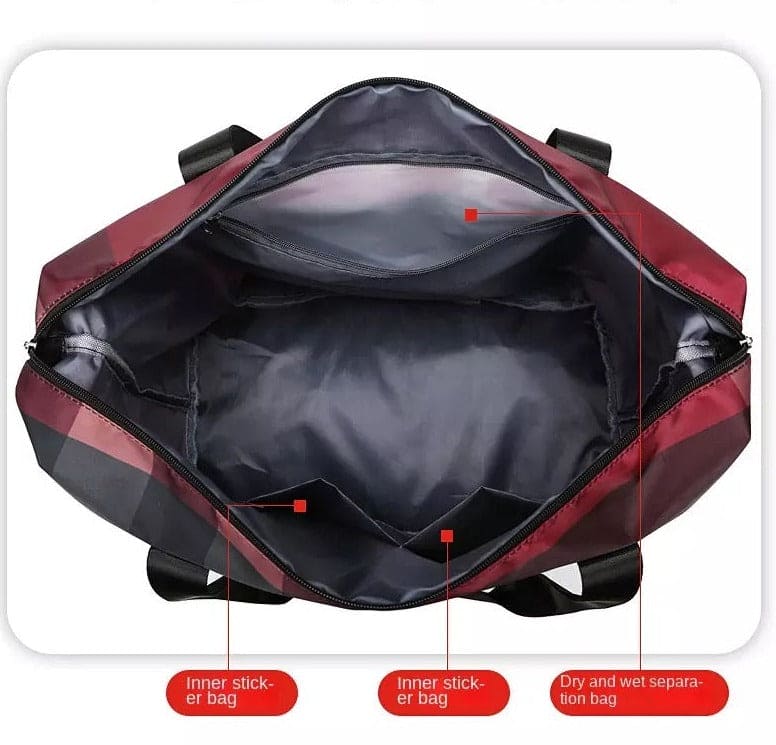 Durable Fitness Handbag, Folding Duffel Bag, Waterproof High Capacity Fashion Plaid Travel Hand Bag, Wet Dry Separation Sports Tote Bag, Women Shoulder Bags, Multifunctional Travel Bag, Convenient Foldable Travel Storage Bag Durable Fitness Handbag, Folding Duffel Bag, Waterproof High Capacity Fashion Plaid Travel Hand Bag, Wet Dry Separation Sports Tote Bag, Women Shoulder Bags, Multifunctional Travel Bag, Convenient Foldable Travel Storage Bag